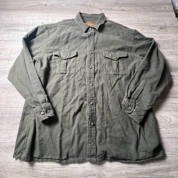 St. John's Bay Other - St. Johns Bay Flannel Shirt Mens XL Olive Green Cotton Button Down Workwear P79